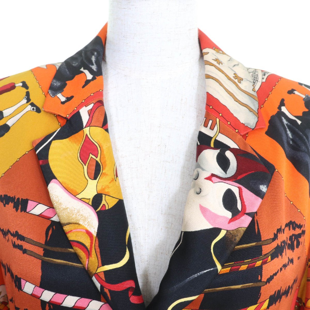 Vintage Hermès LE CARNAVAL DE VENISE Silk Blazer Venetian Carnival Print Size 40