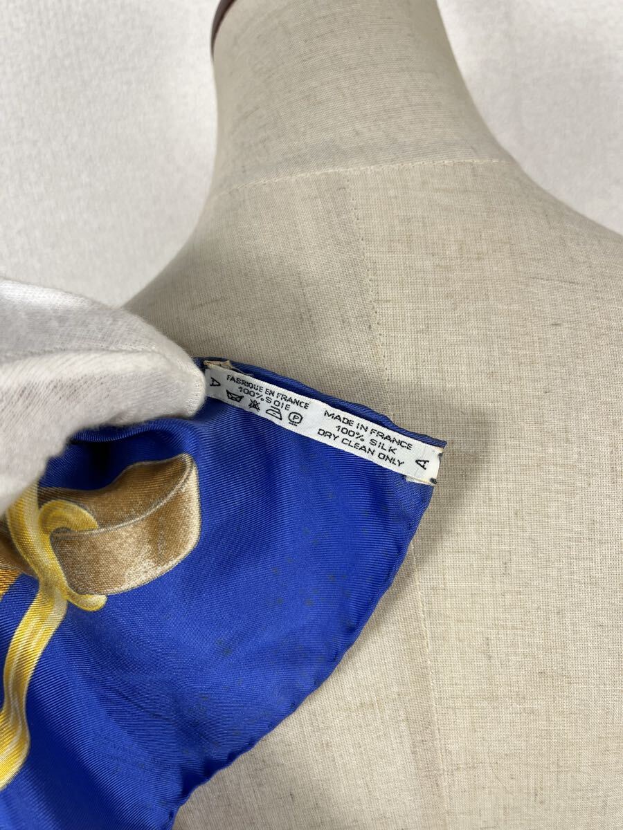 Vintage Hermès Red Blue Gold Equestrian Harness Silk Scarf 80cm Square