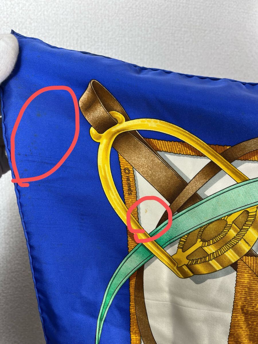 Vintage Hermès Red Blue Gold Equestrian Harness Silk Scarf 80cm Square
