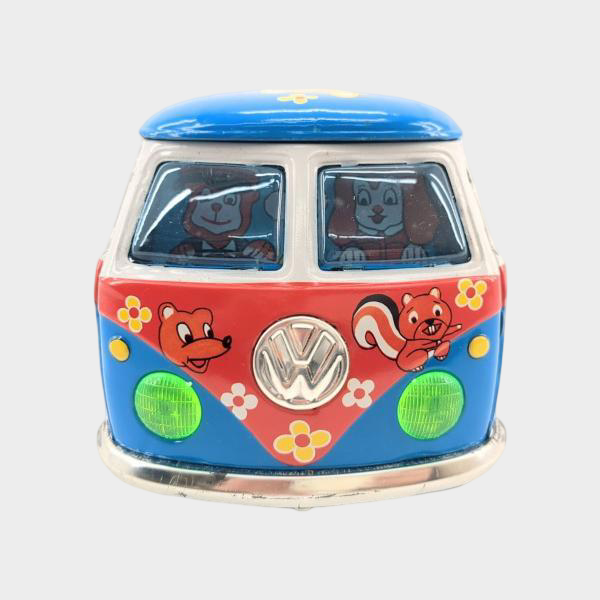 Vintage Ichiko Animal Bus Tin Toy with Box Japanese Showa Friction Microbus