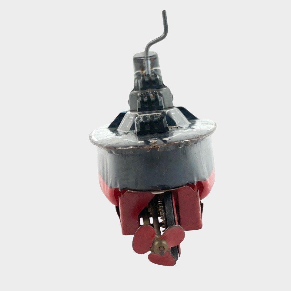 Vintage Iconic Historical Imperial Battleship Yamato Tin Toy — Japanese Friction Naval Model, Showa Era