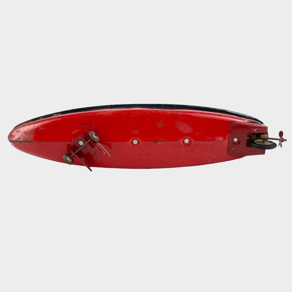 Vintage Iconic Historical Imperial Battleship Yamato Tin Toy — Japanese Friction Naval Model, Showa Era