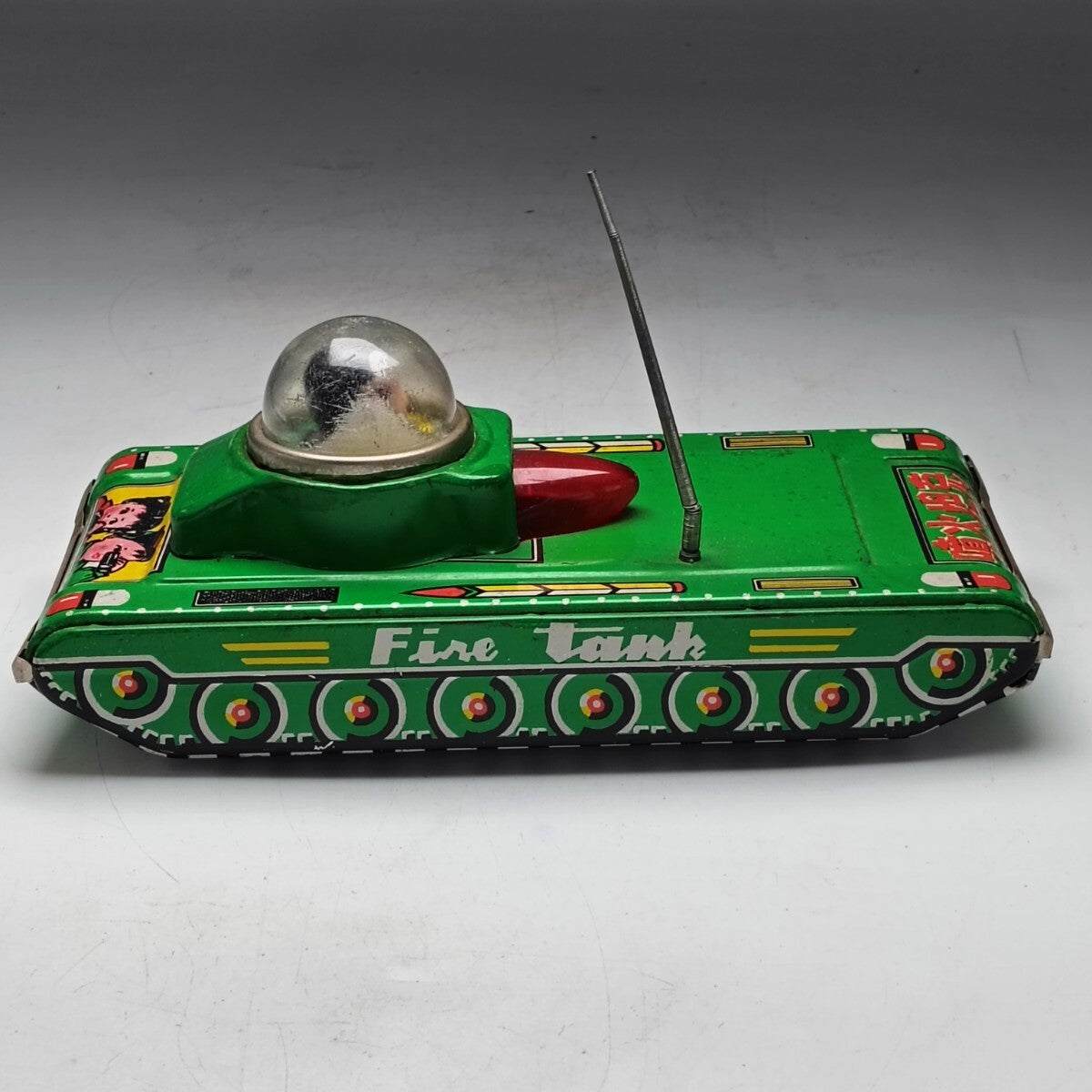 Vintage Japanese Tin Friction Tank Toy with Spark Action, 1950s