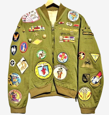 Vintage Korea Tour Jacket Patch Covered Military Souvenir Jacket 40s 50s Squadron Badge Trophy Jacket Rare