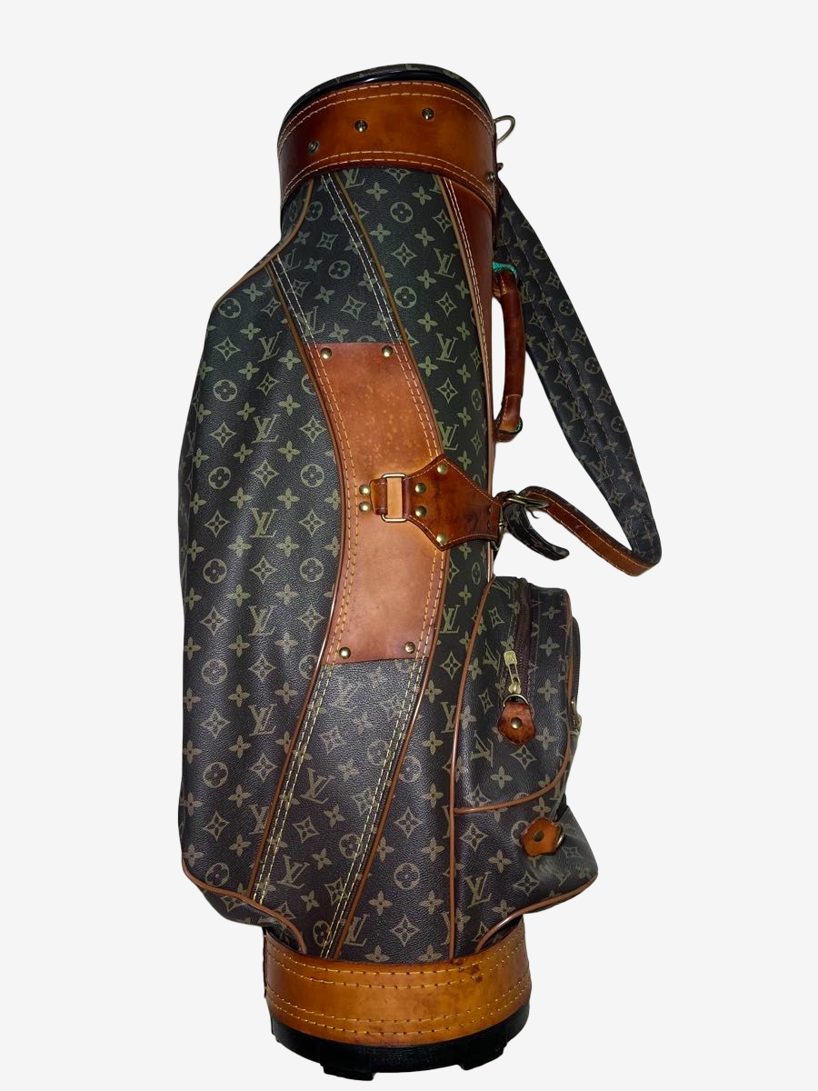 Louis Vuitton Vintage Monogram Golf Caddy Bag, Patinated Vachetta Leather, with Hood & Shoulder Strap