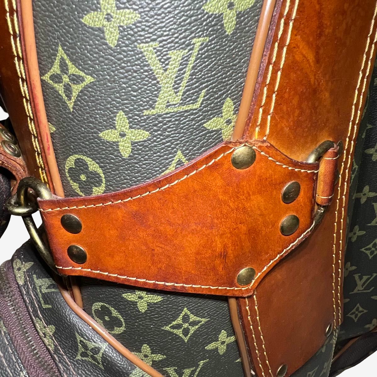 Louis Vuitton Vintage Monogram Golf Caddy Bag, Patinated Vachetta Leather, with Hood & Shoulder Strap