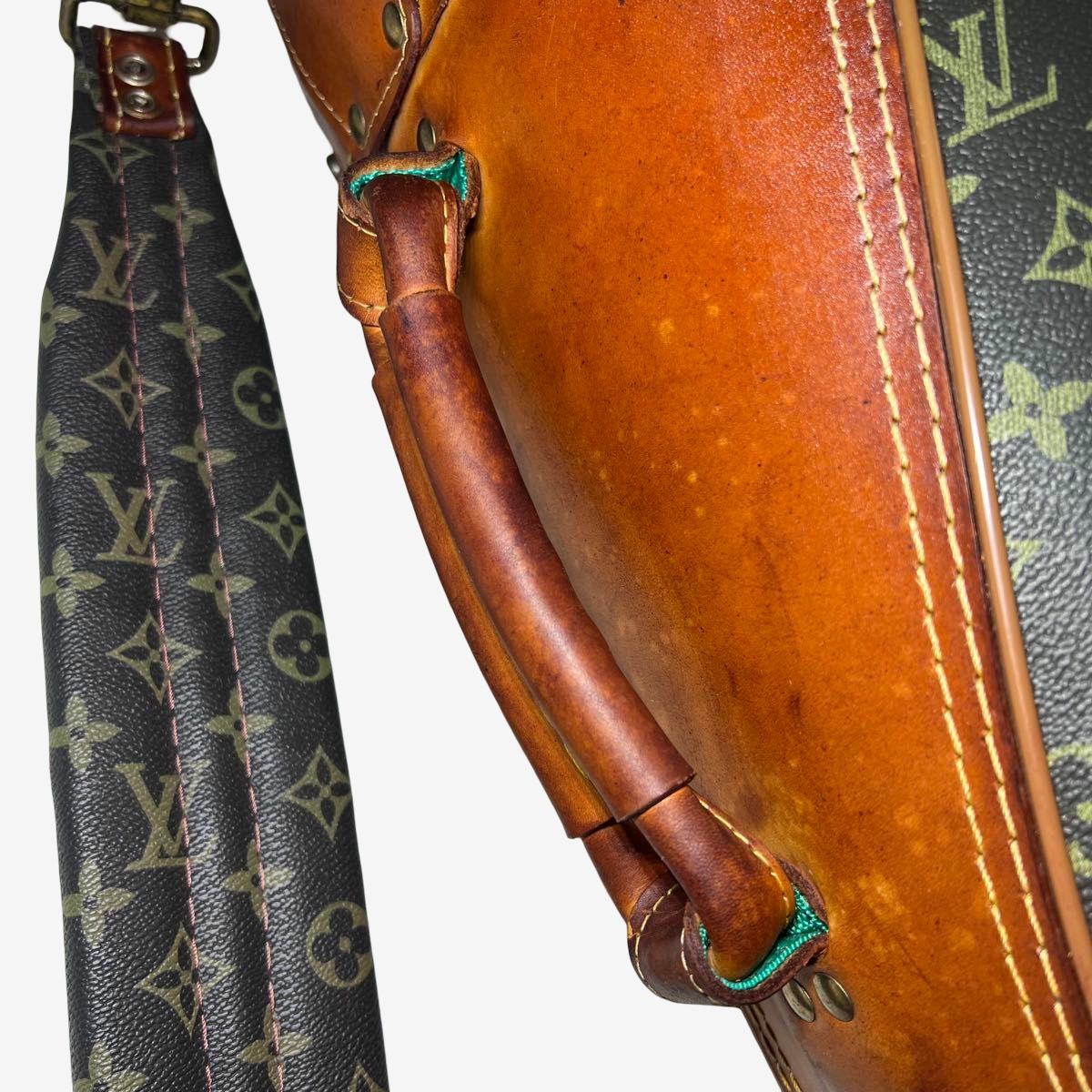 Louis Vuitton Vintage Monogram Golf Caddy Bag, Patinated Vachetta Leather, with Hood & Shoulder Strap