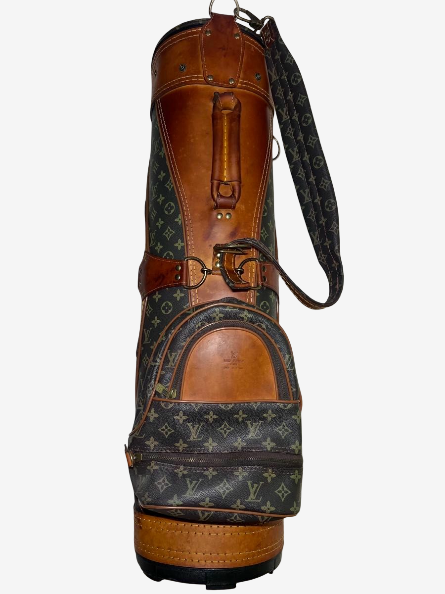 Louis Vuitton Vintage Monogram Golf Caddy Bag, Patinated Vachetta Leather, with Hood & Shoulder Strap