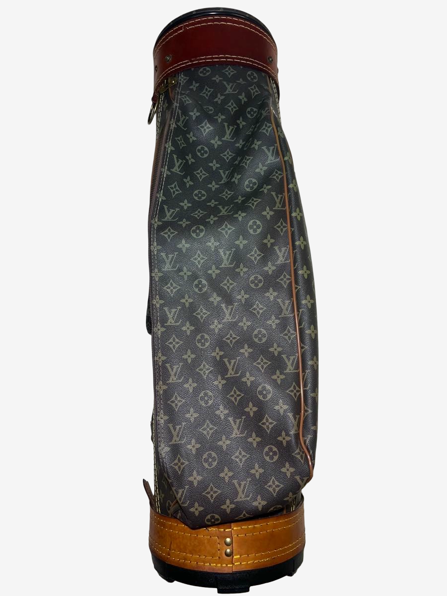 Louis Vuitton Vintage Monogram Golf Caddy Bag, Patinated Vachetta Leather, with Hood & Shoulder Strap