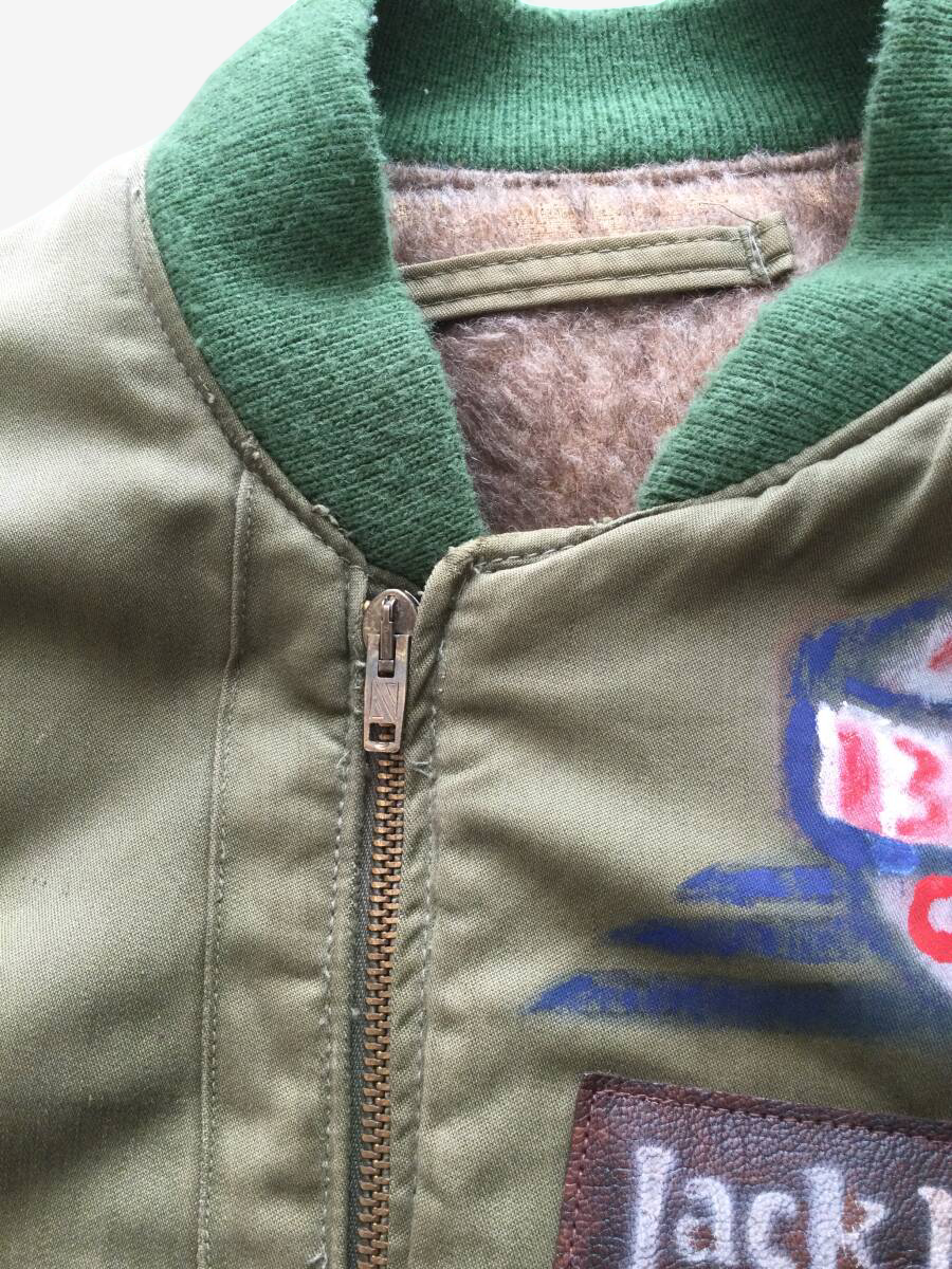 Vintage MA-1 Style Flight Jacket Jack Ridley Bell X-1 Mach Buster Custom Aviation Nylon Bomber Rare