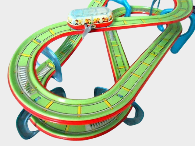 Vintage Masudaya Jet Coaster Tin Mechanical Toy Showa Era with Box Japan