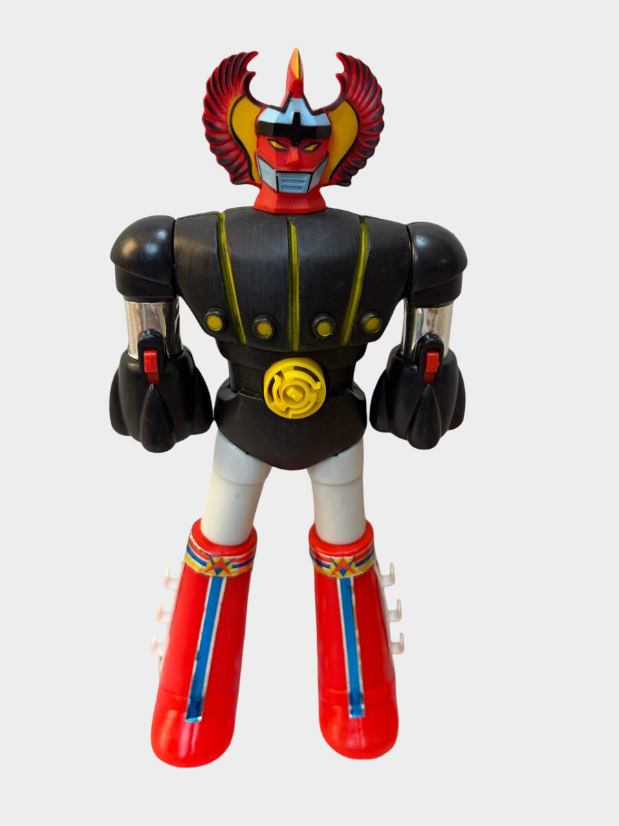 Vintage Space Hero Robot Toy Boxed Set with Accessories, 1970s Grendizer-Era Japanese Character Robot Figure