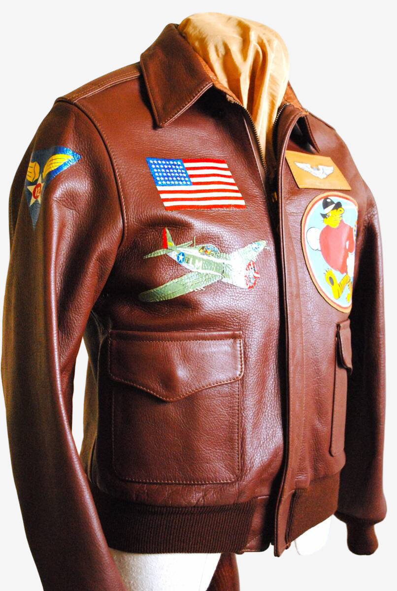Vintage Style A-2 Leather Jacket Full Paint Pin-Up Art WWII Custom Horsehide Flight Jacket Size 38 USA