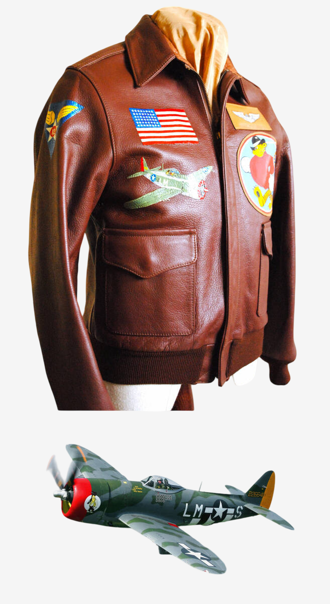 Vintage Style A-2 Leather Jacket Full Paint Pin-Up Art WWII Custom Horsehide Flight Jacket Size 38 USA