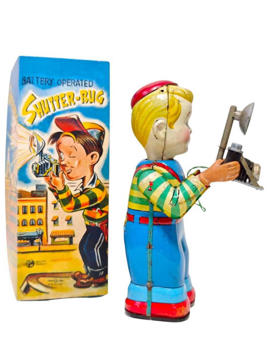 Vintage T.N. Nomura Shutter Bug Tin Camera Man with Box Showa Japanese Battery Toy