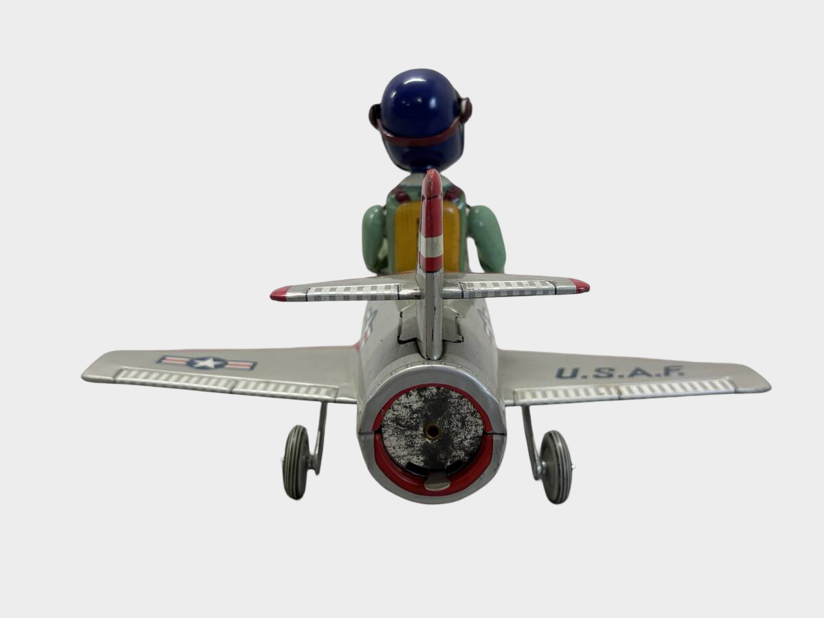 T.N. Nomura U.S.A.F. X-27 Jet Tin Airplane with Pilot — Showa Japanese Aviation Toy