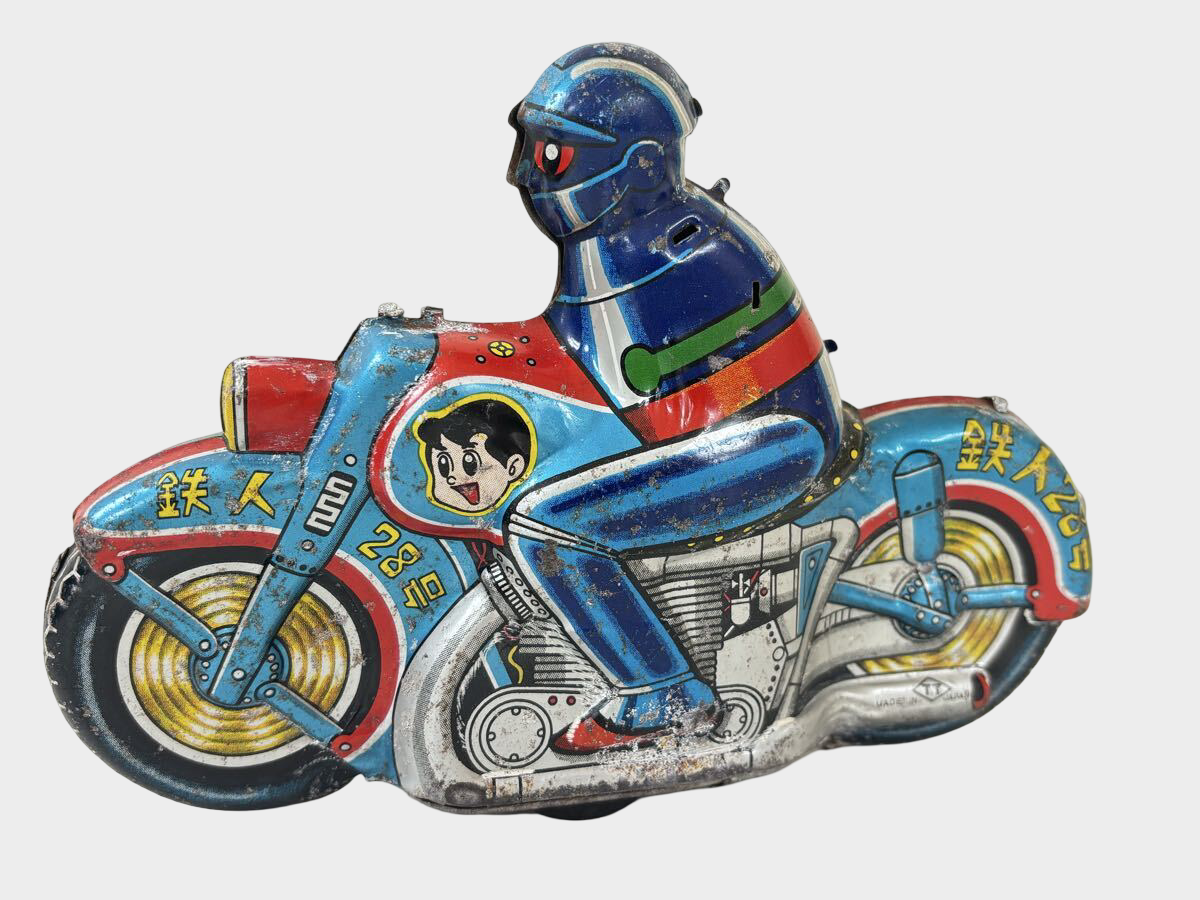 Vintage Tetsujin 28-go Tin Motorcycle Toy — Showa Japanese Tinplate