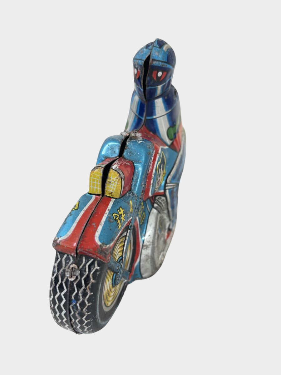 Vintage Tetsujin 28-go Tin Motorcycle Toy — Showa Japanese Tinplate