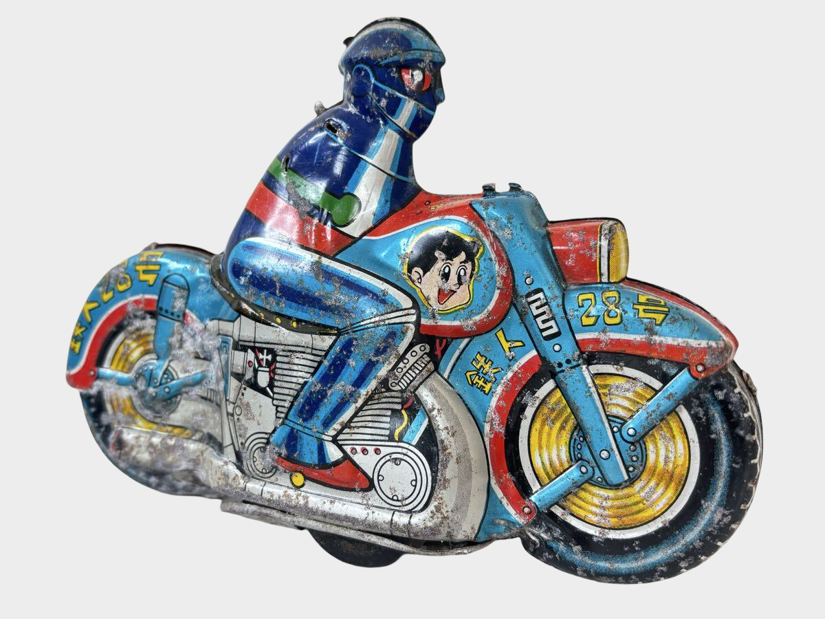 Vintage Tetsujin 28-go Tin Motorcycle Toy — Showa Japanese Tinplate