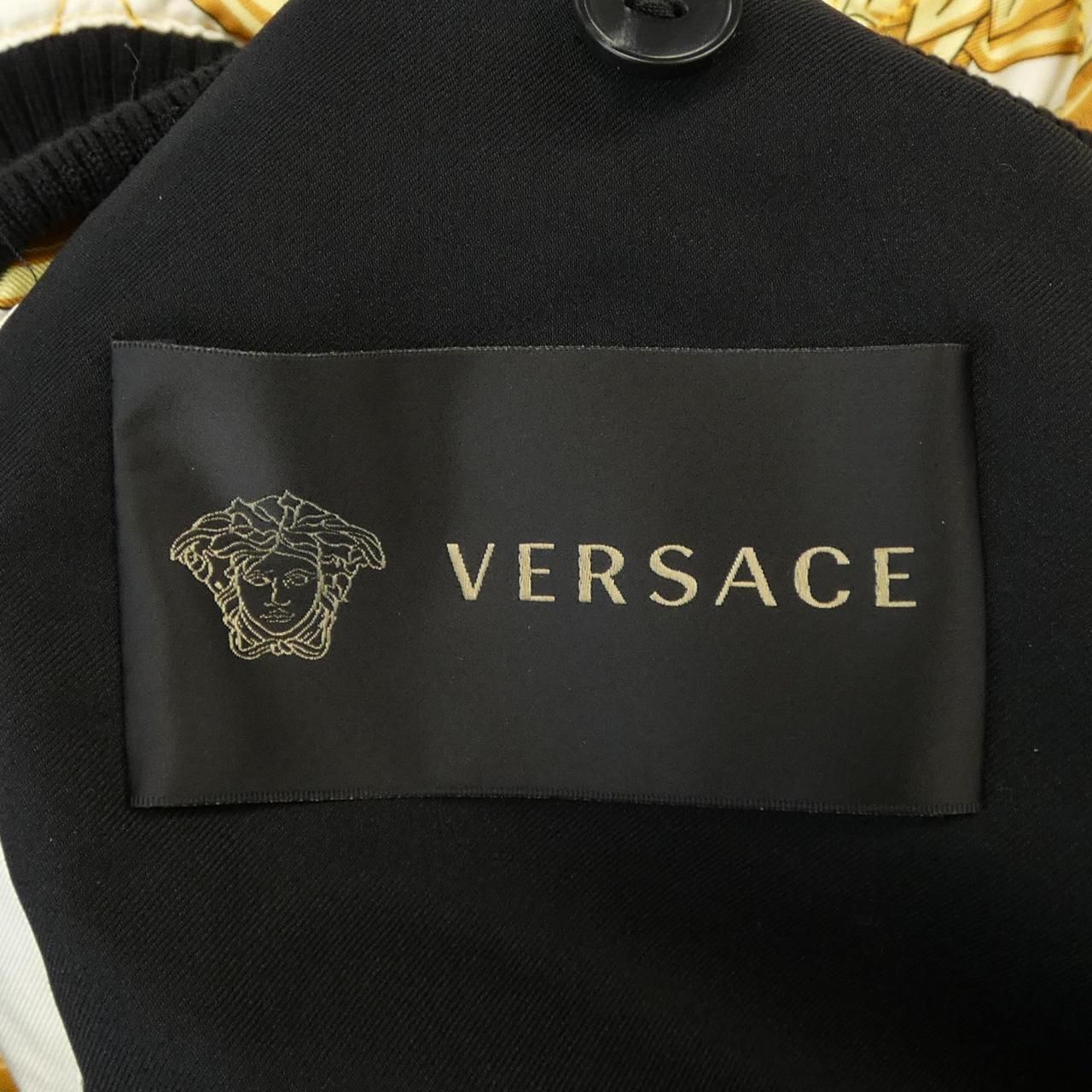 Vintage Versace Baroque Silk Bomber Jacket White Gold Black Medusa Style Size 48