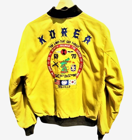 Vintage Vietnam Tour Souvenir Sukajan Jacket Yellow Reversible US Army Embroidered Korea 1969 1970