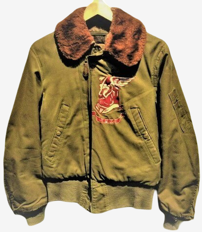 Vintage WWII B-15 Flight Jacket USAAF Hand Painted Squadron Art Military Bomber
