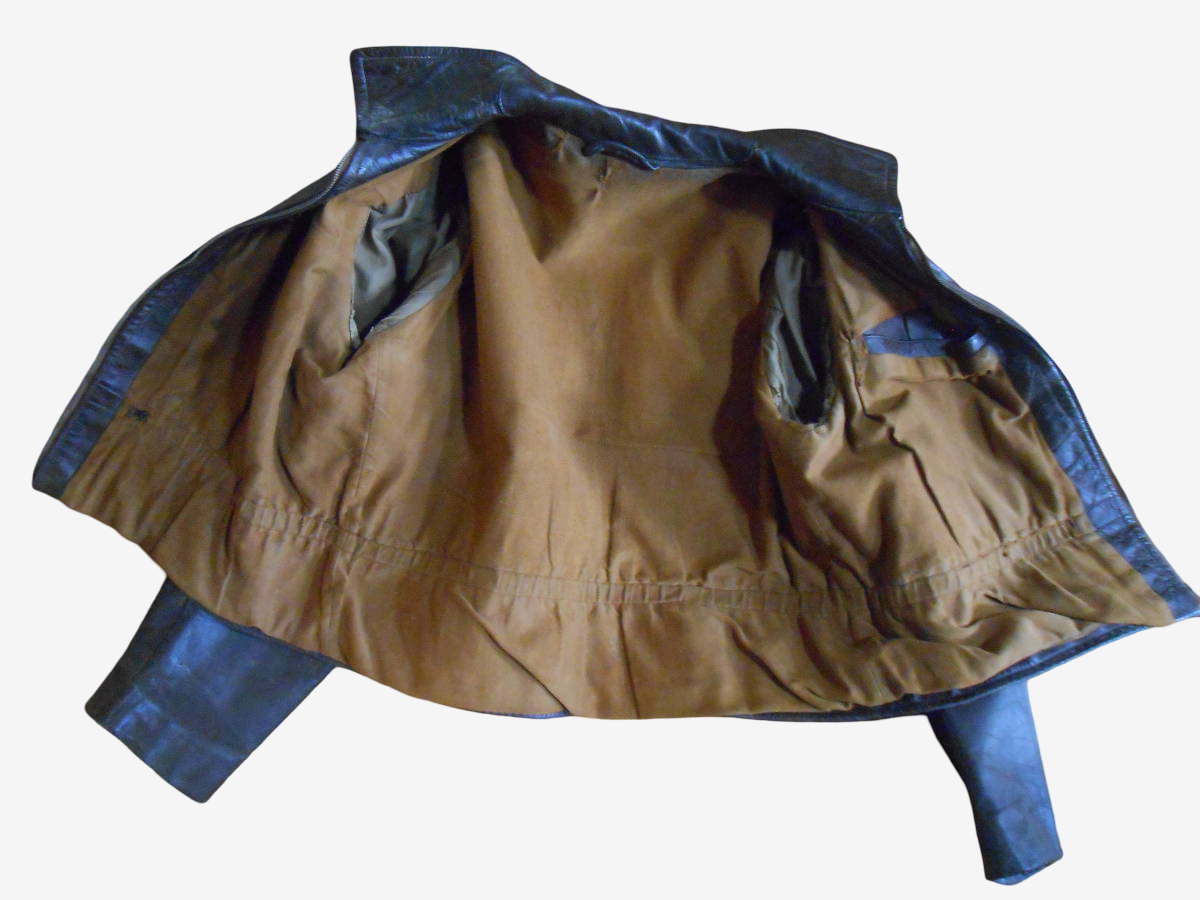 WW2 WWII German Luftwaffe Attributed Leather Flight Jacket Private Purchase Brown Zip Front Aviation Jacket Rare