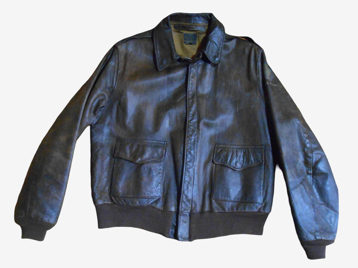 Chaqueta de vuelo A-2 de Aero Leather de la Segunda Guerra Mundial, Blood Chit pintado a mano de la guerra de Corea, sellos AAF–USAF, piel de caballo, 44