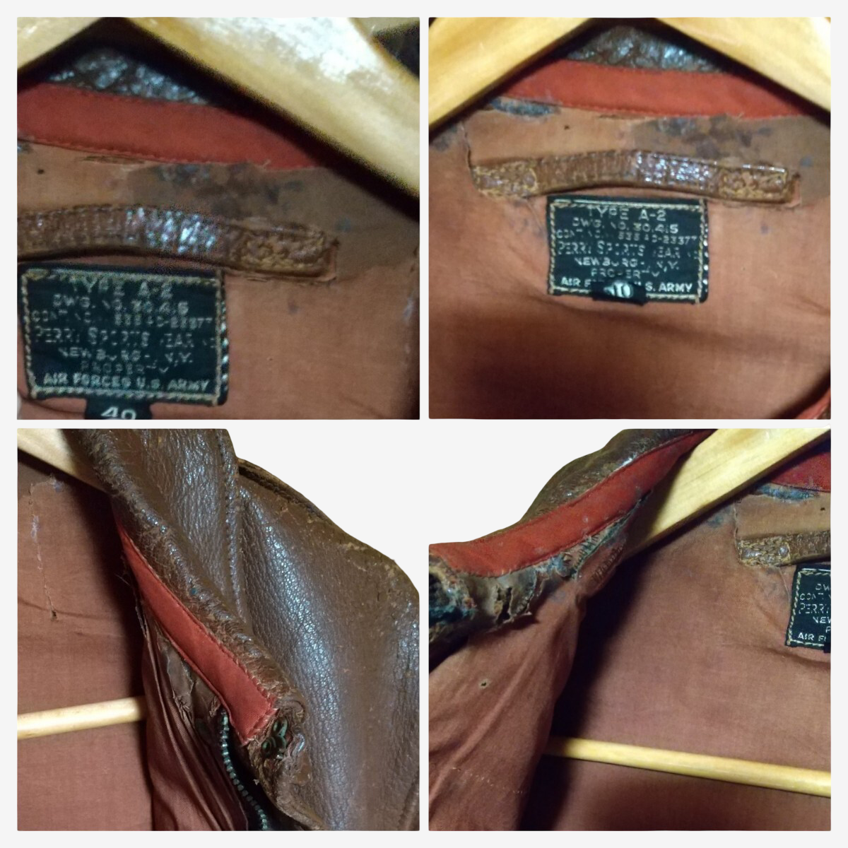 Chaqueta de vuelo tipo A-2 Perry Sportswear de la Segunda Guerra Mundial, arte nasal del Pato Donald “They’ve Got the Guts”, piel de caballo, talla 40