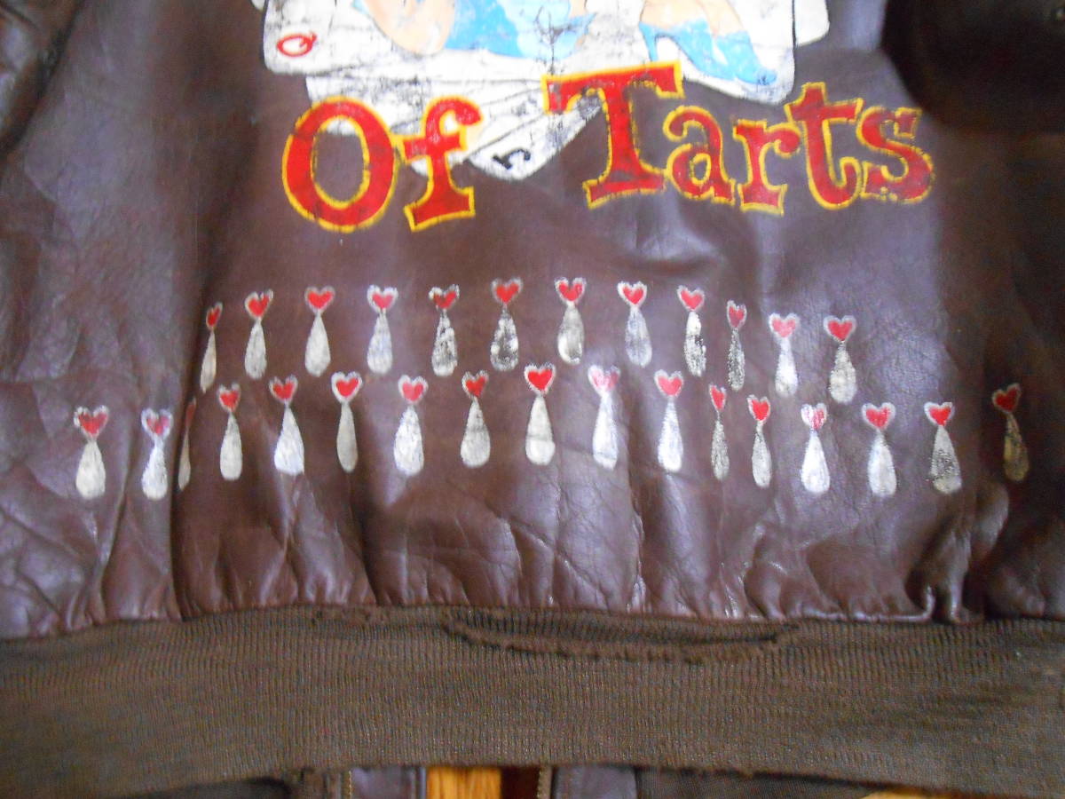 Vintage WWII WW2 A-2 Flight Jacket Poughkeepsie Horsehide Queen Of Tarts Pin Up Painted Varnished