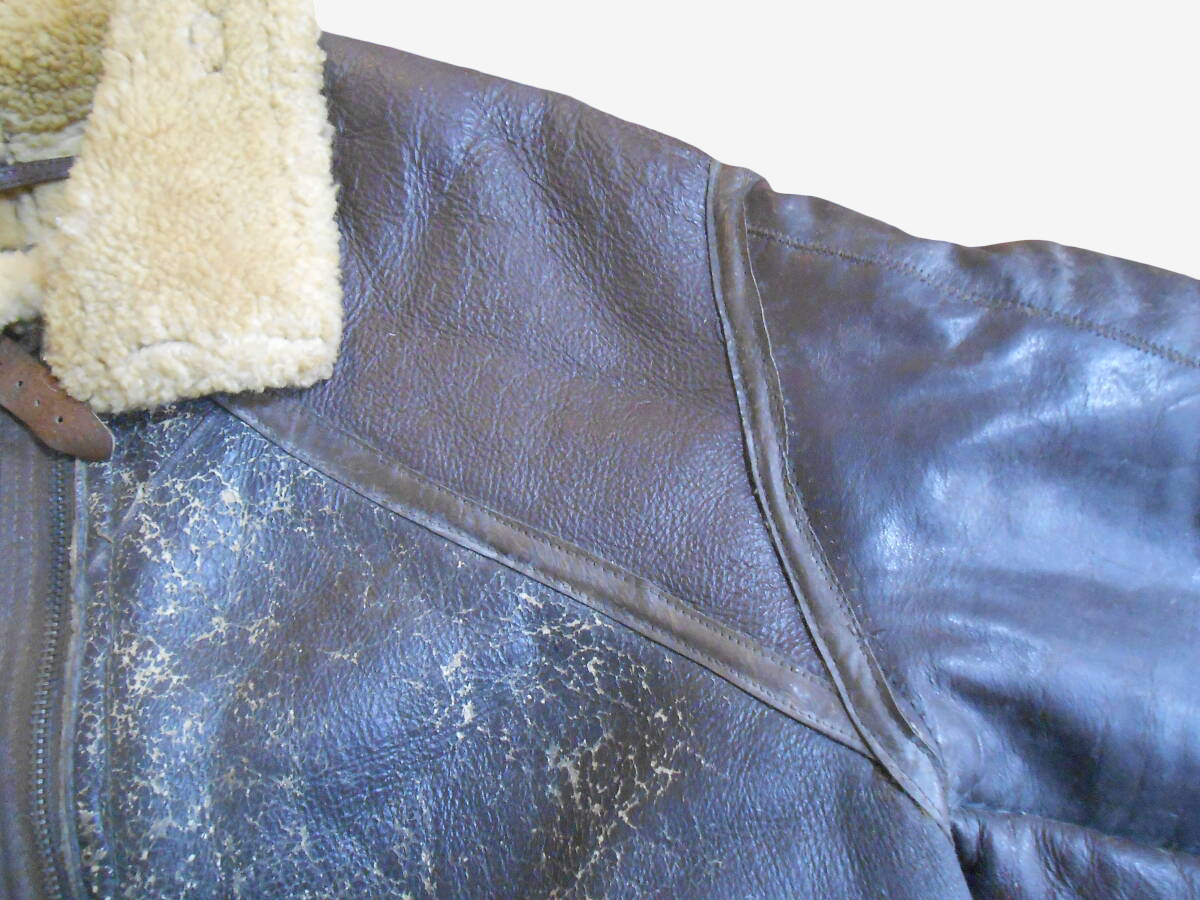 WWII D-1 Type Shearling Flight Jacket with Korean War Blood Chit, Reinforced Sleeves, Talon Zip, US 40