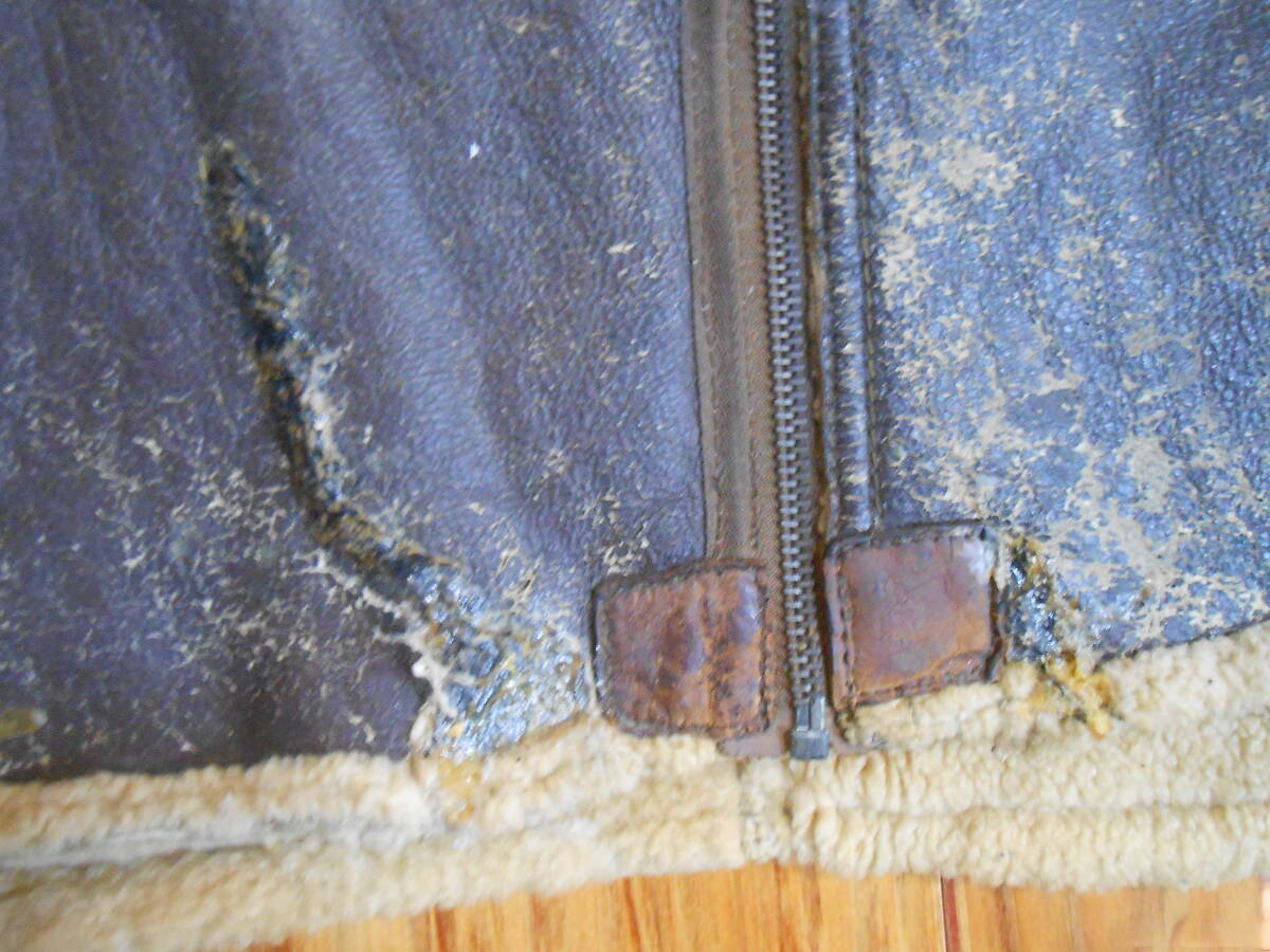 WWII D-1 Type Shearling Flight Jacket with Korean War Blood Chit, Reinforced Sleeves, Talon Zip, US 40