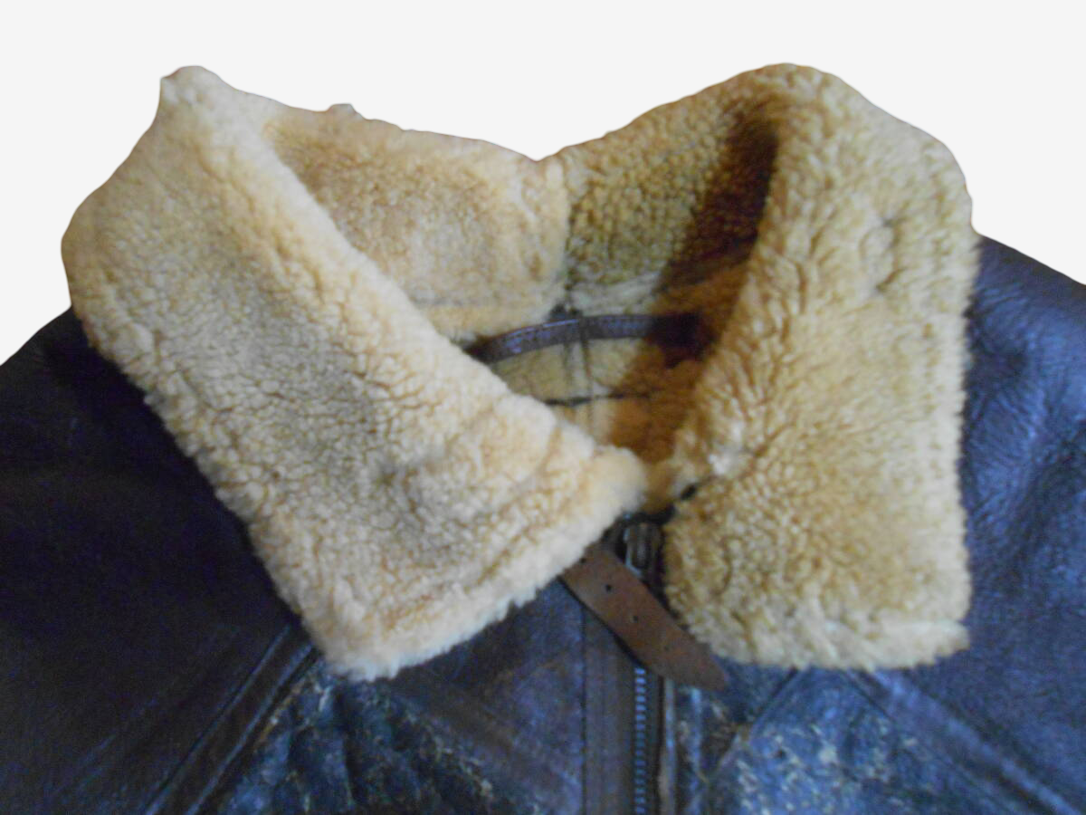 WWII D-1 Type Shearling Flight Jacket with Korean War Blood Chit, Reinforced Sleeves, Talon Zip, US 40