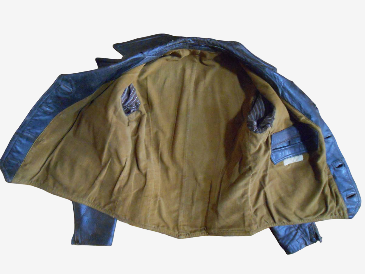 WWII German Luftwaffe Leather Flight Jacket Private Purchase Aviator Coat Kid Leather Vintage