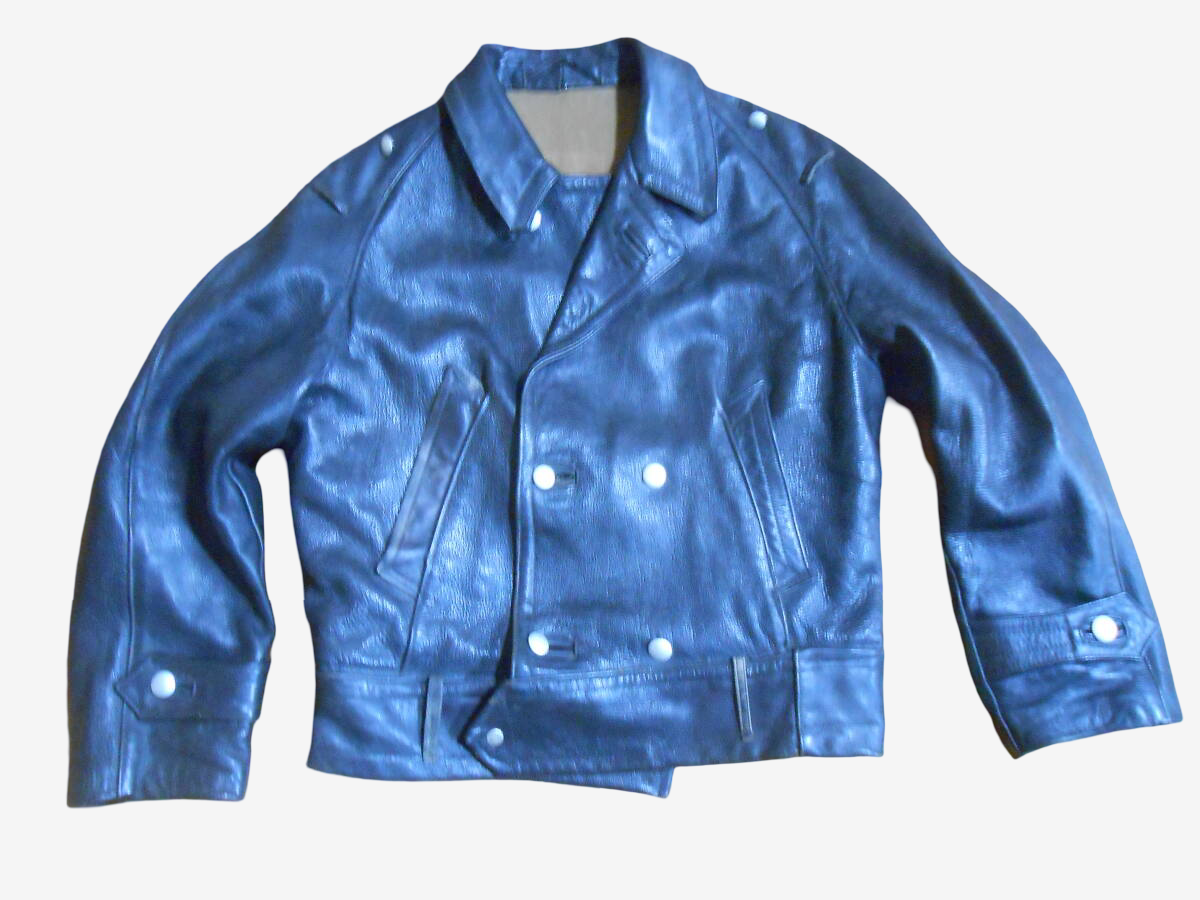 WW2 WWII Luftwaffe Attributed Black Leather Flight Jacket Heavy Buffalo Hide German Private Purchase Jacket