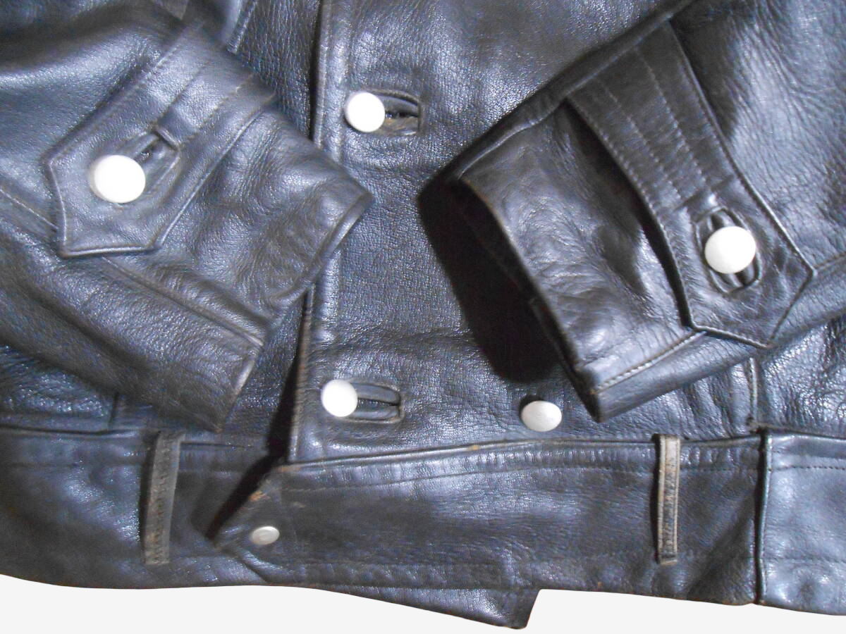 WW2 WWII Luftwaffe Attributed Black Leather Flight Jacket Heavy Buffalo Hide German Private Purchase Jacket