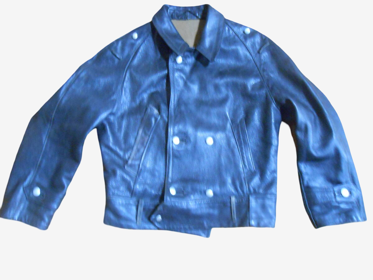 WW2 WWII Luftwaffe Attributed Black Leather Flight Jacket Heavy Buffalo Hide German Private Purchase Jacket