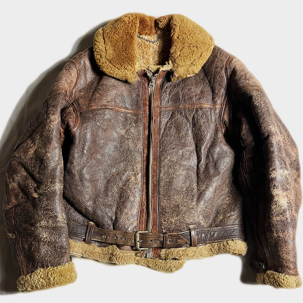 Vintage WWII WW2 RAF Irvin Flight Jacket Air Ministry Sheepskin Jacket Crown Zipper Vintage