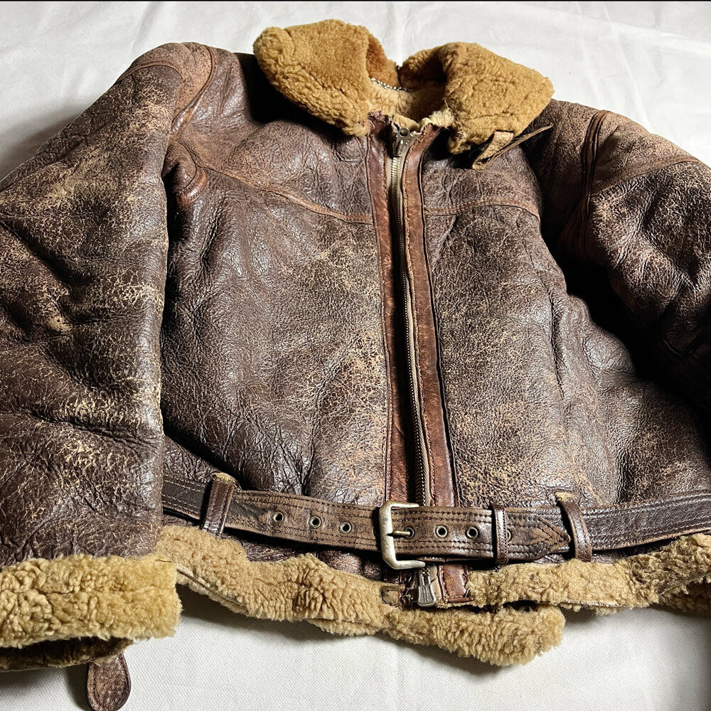 Vintage WWII WW2 RAF Irvin Flight Jacket Air Ministry Sheepskin Jacket Crown Zipper Vintage