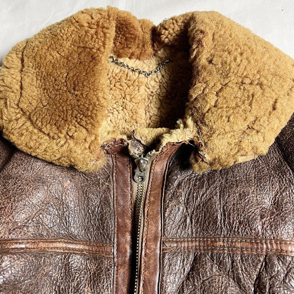 Vintage WWII WW2 RAF Irvin Flight Jacket Air Ministry Sheepskin Jacket Crown Zipper Vintage