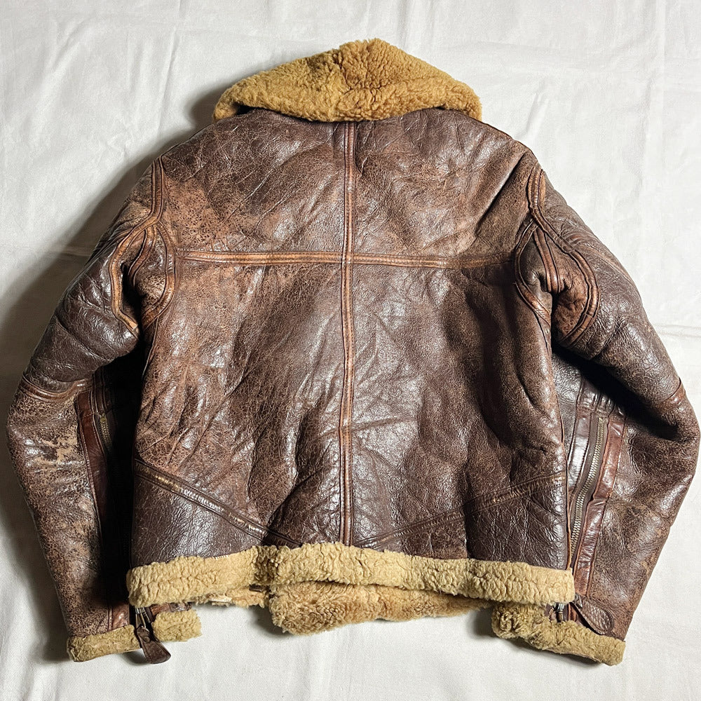 Vintage WWII WW2 RAF Irvin Flight Jacket Air Ministry Sheepskin Jacket Crown Zipper Vintage