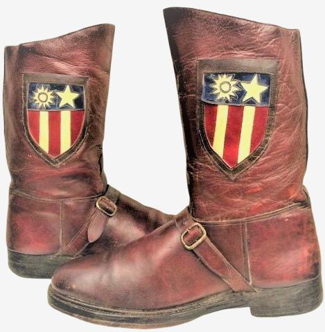 WWII Style Engineer Boots CBI Patch Brown Leather Military Biker Boots Vintage Distressed Rare Collector Piece