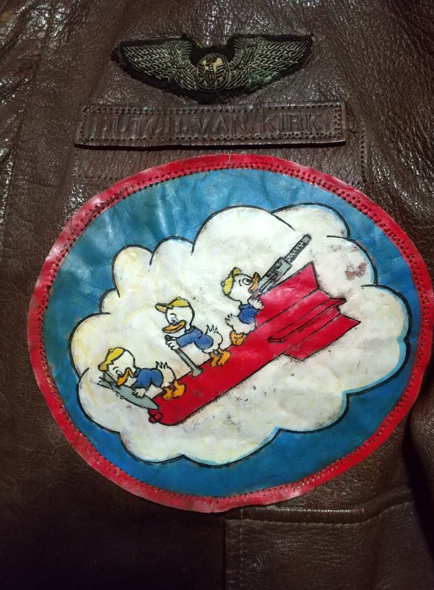 Musuem Quality WWII USAAF A-2 Flight Jacket Spiewak Van Kirk Attributed Mischief Makers Nose Art Crown Zipper Leather Size 42