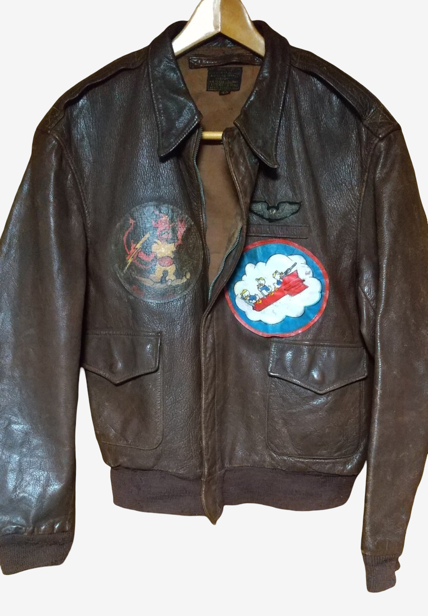 Musuem Quality WWII USAAF A-2 Flight Jacket Spiewak Van Kirk Attributed Mischief Makers Nose Art Crown Zipper Leather Size 42