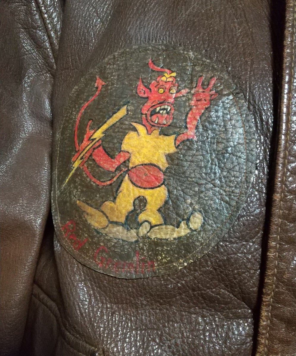 Musuem Quality WWII USAAF A-2 Flight Jacket Spiewak Van Kirk Attributed Mischief Makers Nose Art Crown Zipper Leather Size 42