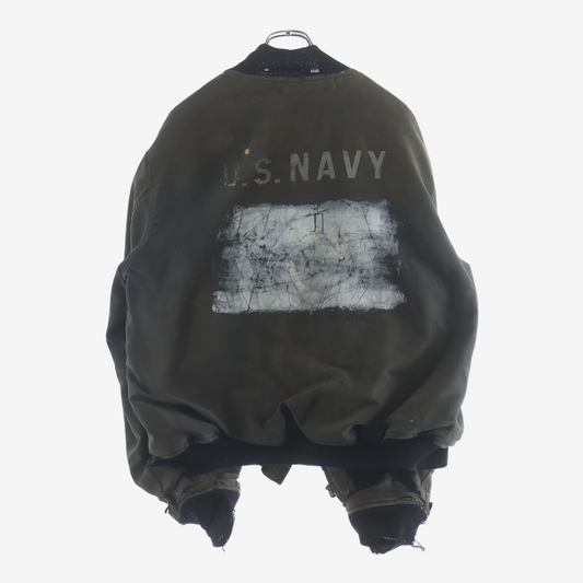 WWII US Navy Deck Jacket NXs 15461 Hook Front Vintage Back Stencil Distressed Military Coat