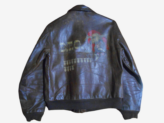 WWII WW2 A-2 Flight Jacket Anti Luftwaffe Back Paint European Theater 27753 Type CONMAR Rare USAAF Leather Jacket