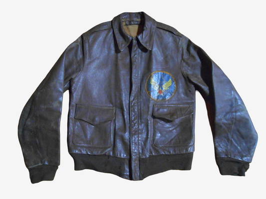 WWII WW2 USAAF A-2 Flight Jacket Probable Perry Sportswear CONMAR Original Leather Patch Vintage Military Jacket