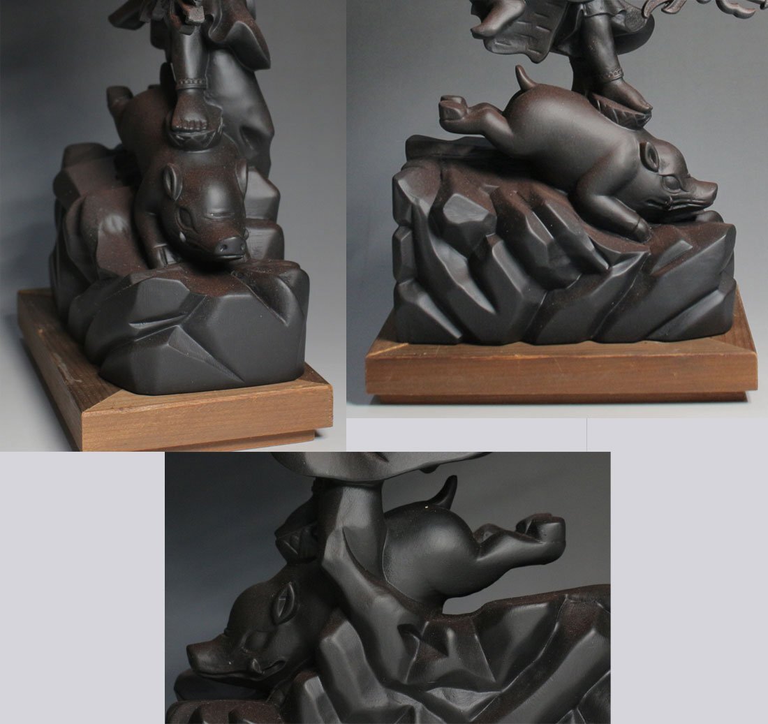 Outstanding Wooden Marishiten (Makuri Bosatsu) — Esoteric Guardian Deity on Boar