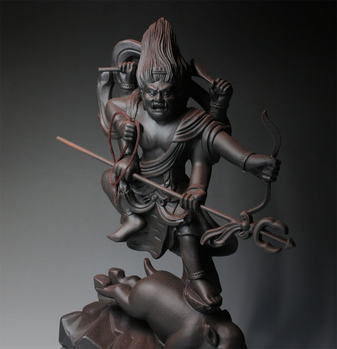 Outstanding Wooden Marishiten (Makuri Bosatsu) — Esoteric Guardian Deity on Boar